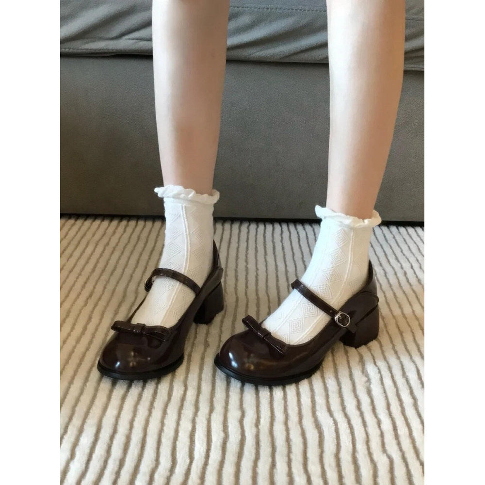 French Vintage Chunky Heel Mary Janes