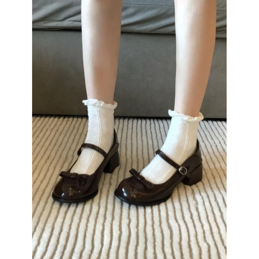French Vintage Chunky Heel Mary Janes