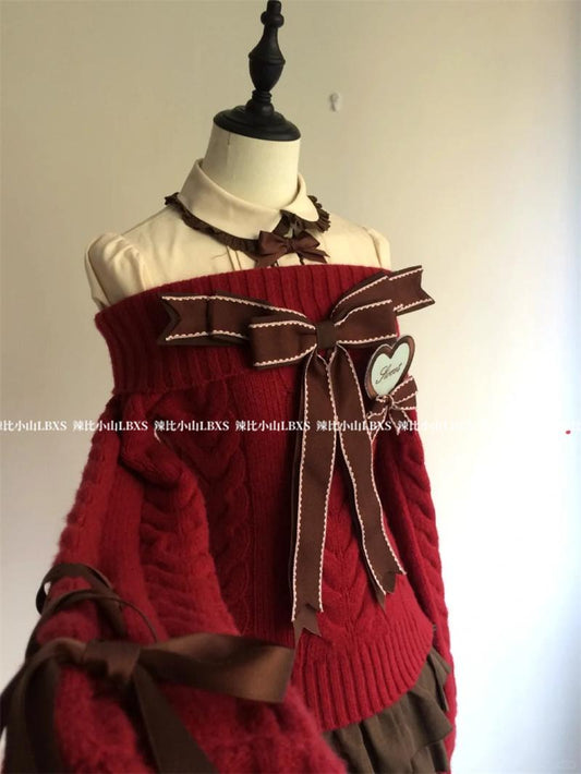 French Sweet Girl Bow Tie Sweater