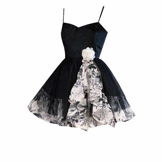 Floral Gradient Gauze Dark Coquette Dress