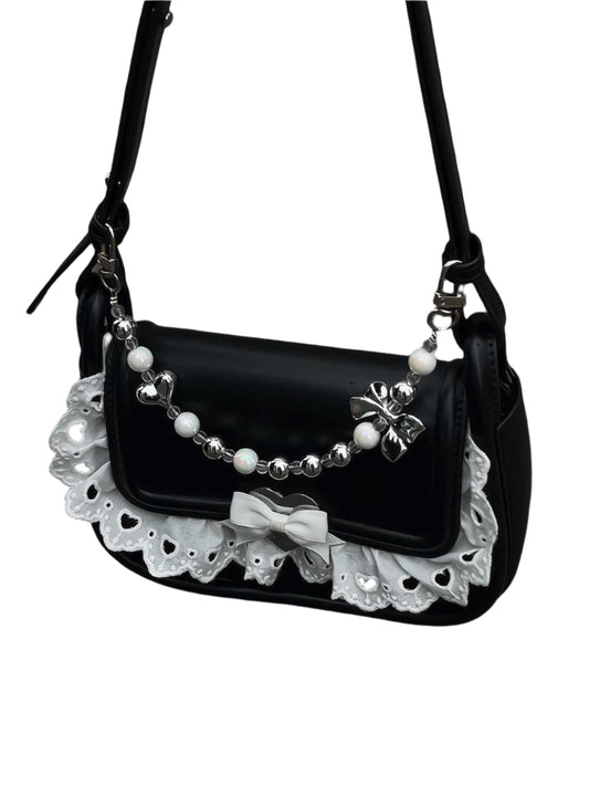 Dark Coquette Lace Bow Armpit Bag