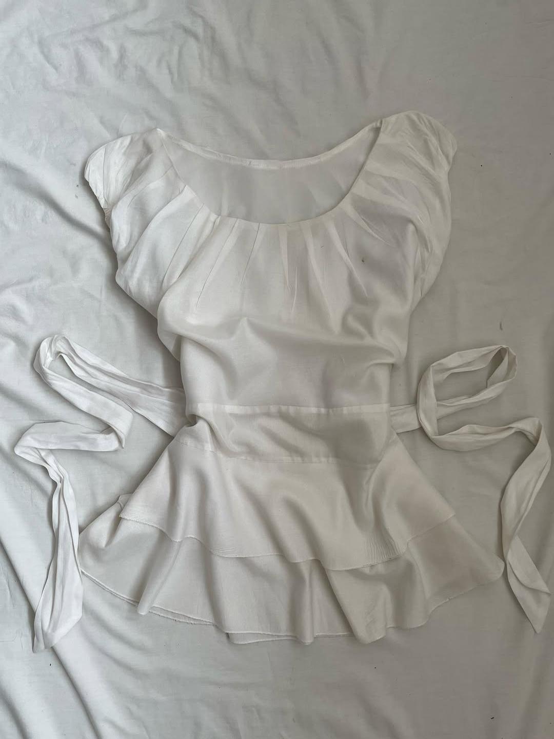 retro white sleeveless strap top