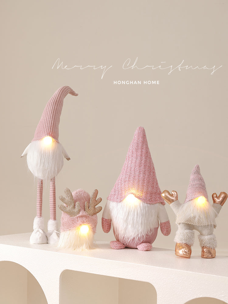 Christmas lights pink cute faceless doll