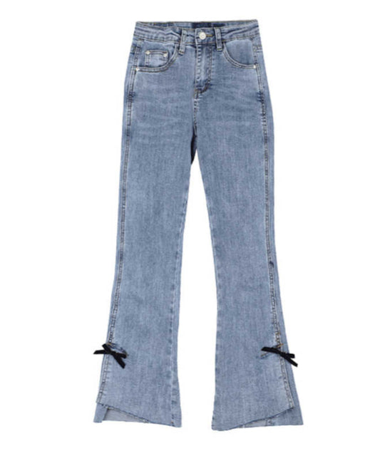 Bow Coquette Flared Jeans