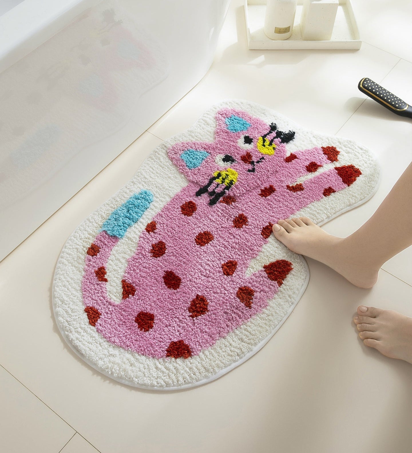 Cute Pink Cat Microfiber Floor Mat