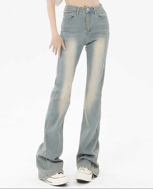 Coquette Retro Cream Slim Flare Jeans