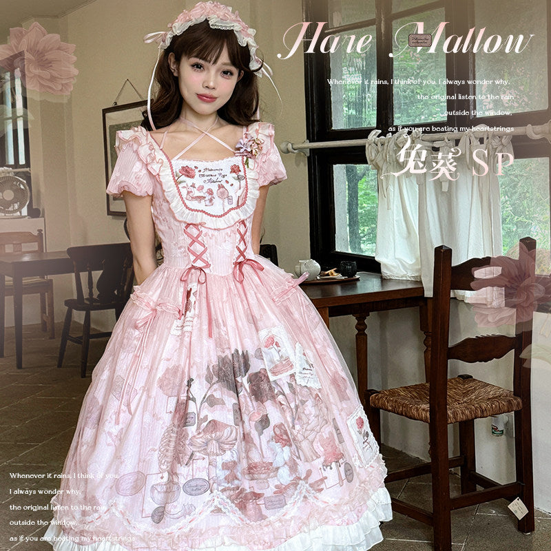 pink rabbit straps corset lolita dress