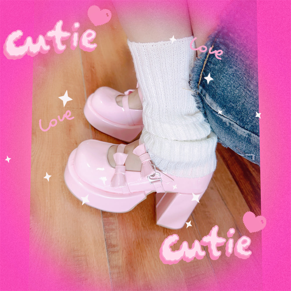 lolita pink high-heeled shoes