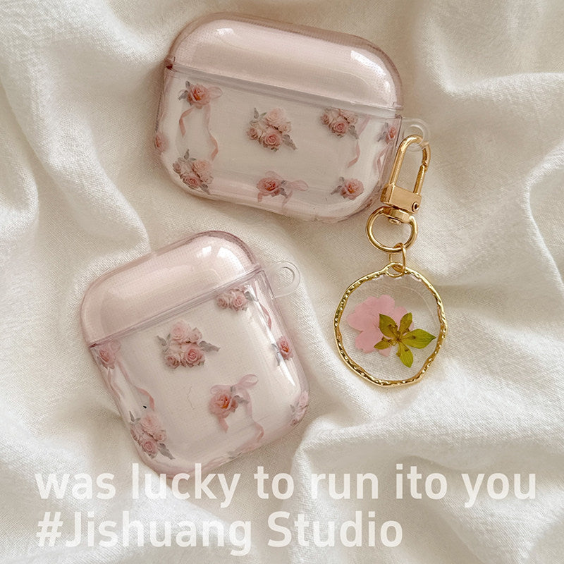 Ins pink rose airpods protective cover