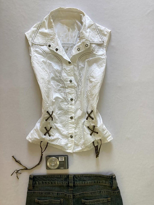 retro sleeveless straps shirt