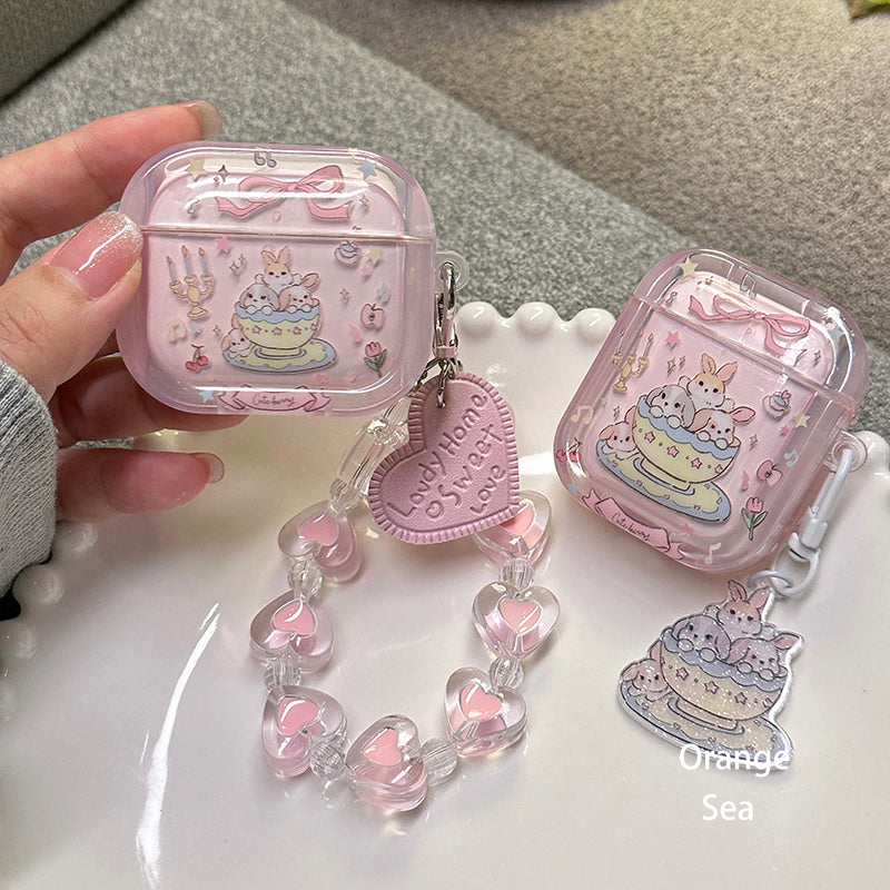 pink rabbit kawaii airpods case