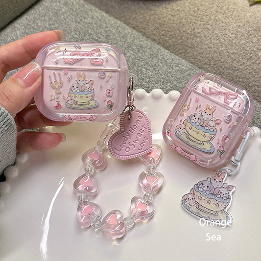 pink rabbit kawaii airpods case