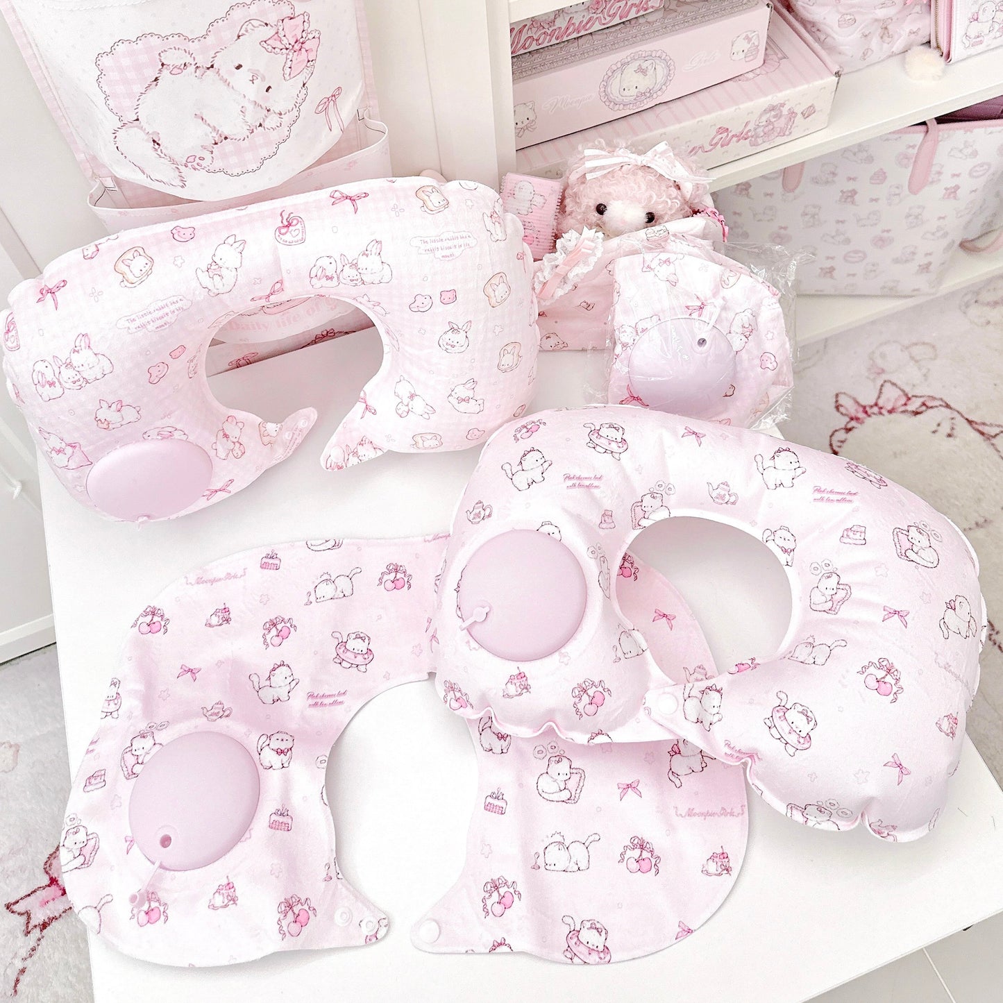 soft girl pink Inflatable U-shaped pillow