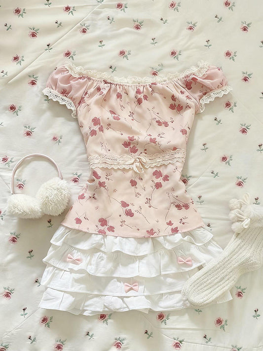 coquette floral lace trim shirt