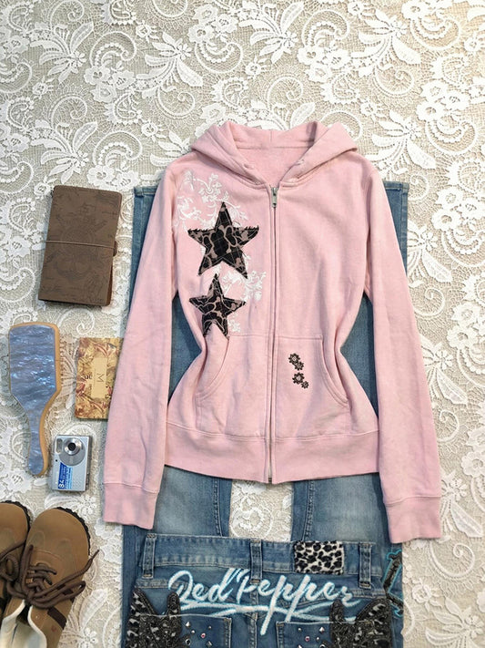 y2k pink star jacket