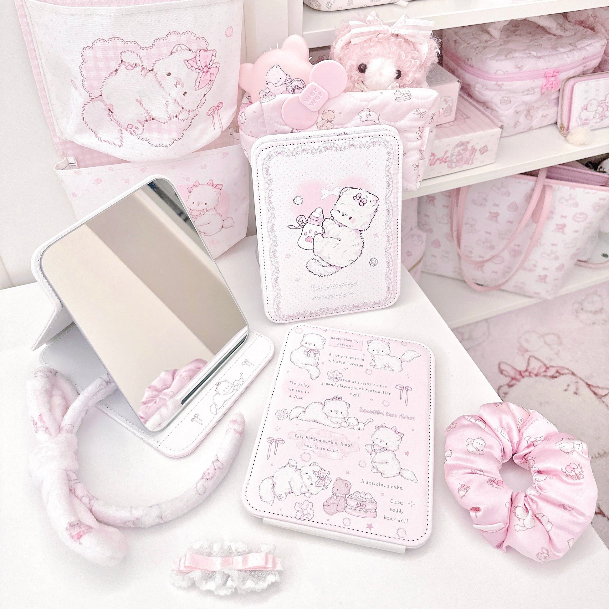 kawaii portable folding makeup mirror