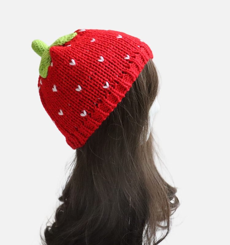 kawaii strawberry beanie
