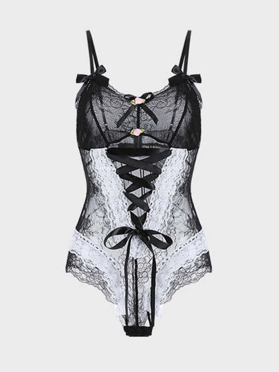 Bow Straps Mesh Lingerie