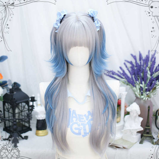 Lolita Gray&Blue Long Wig