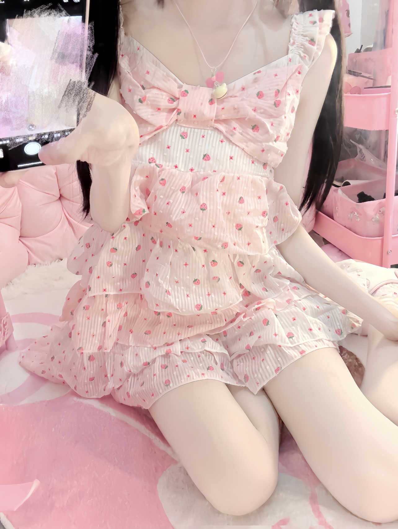 Soft Girl Strawberry Cake Dress