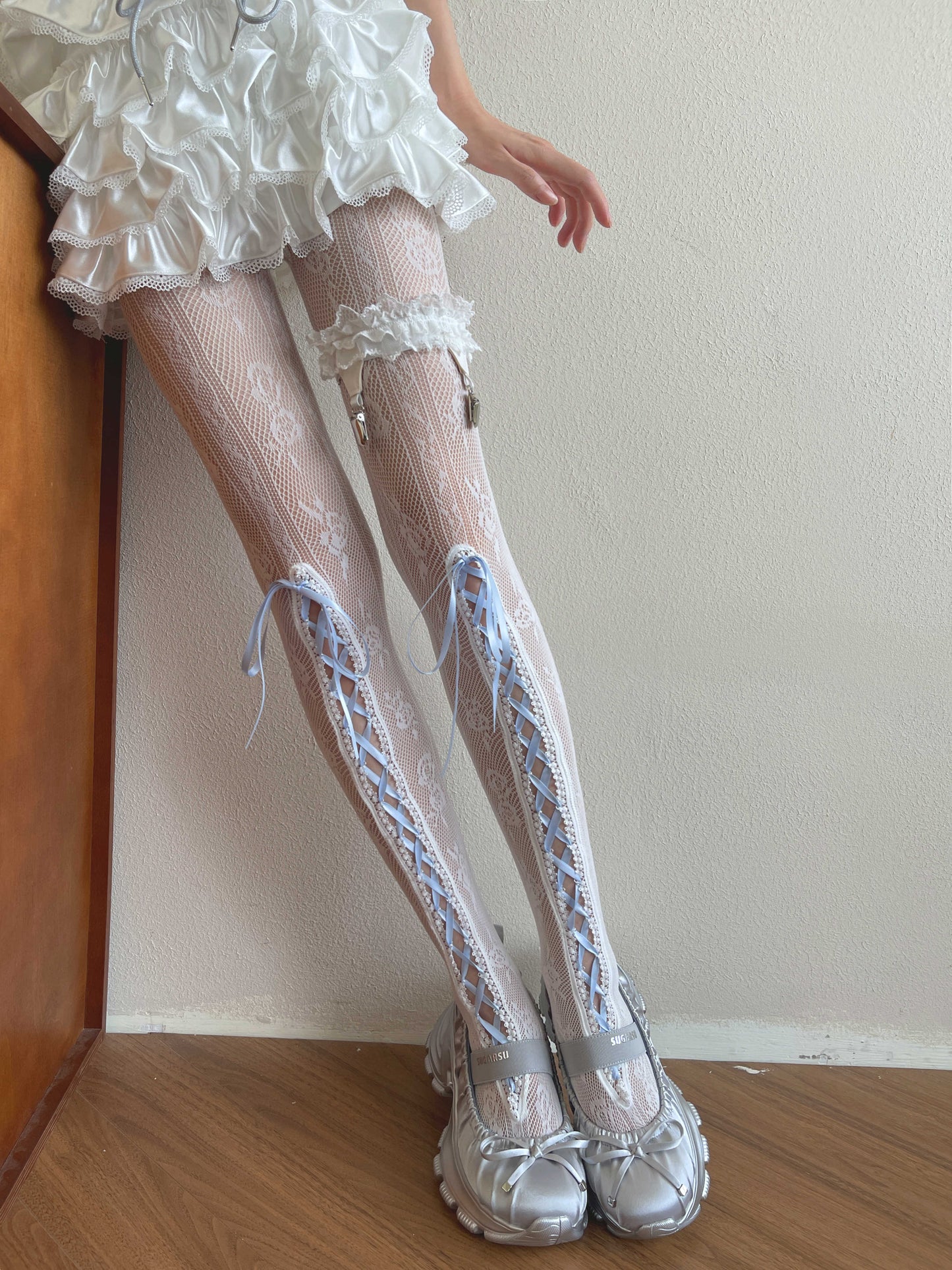 Blue Ribbon Lace Socks