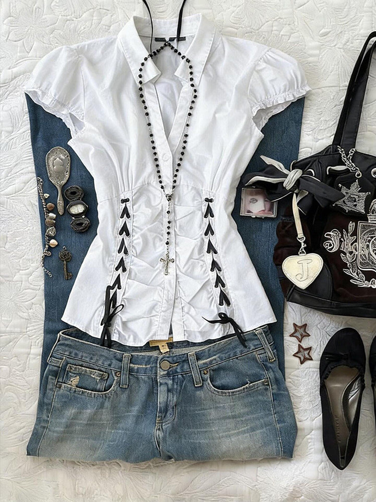 retro white corset shirt