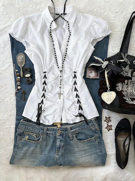 retro white corset shirt