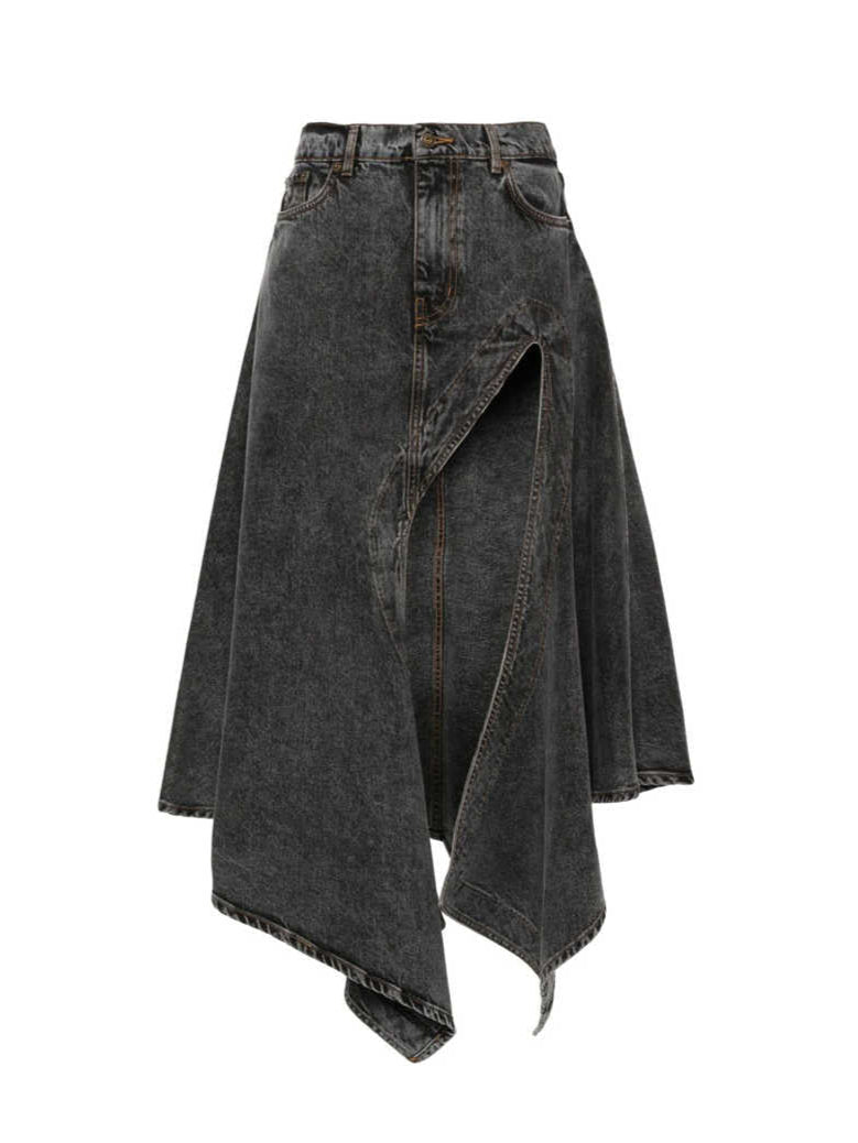 Irregular Denim Mid-length Skirt