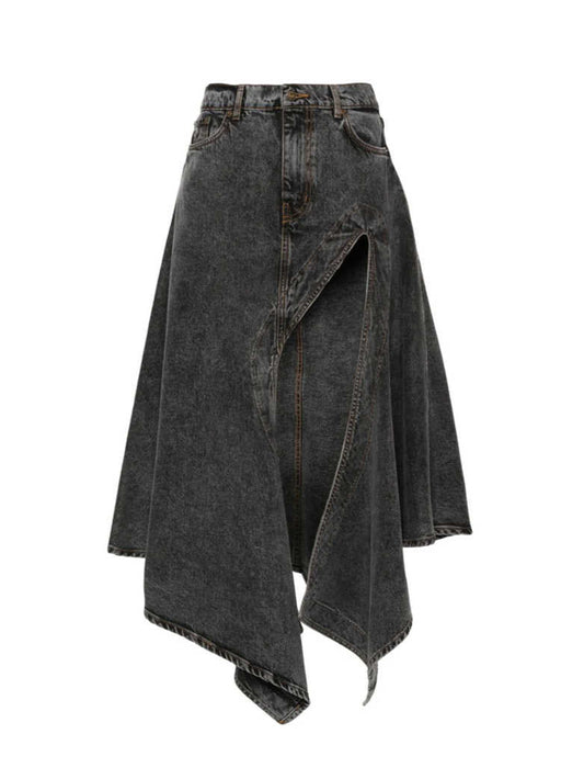Irregular Denim Mid-length Skirt