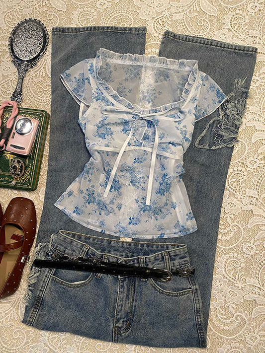 Retro Chiffon Floral Shirt
