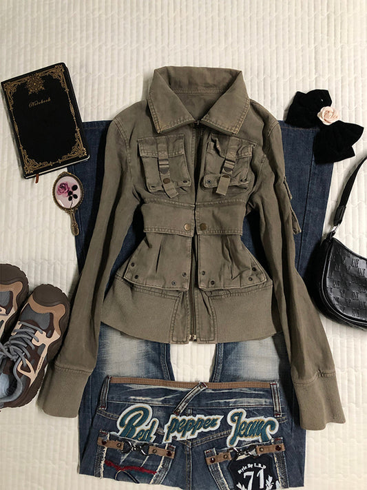 green distressed jacket
