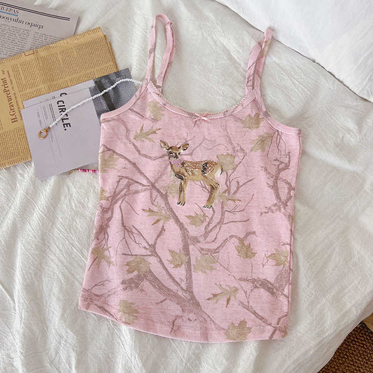 Bow Deer Print Camisole