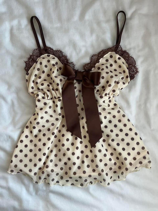 brown polka dots tank top