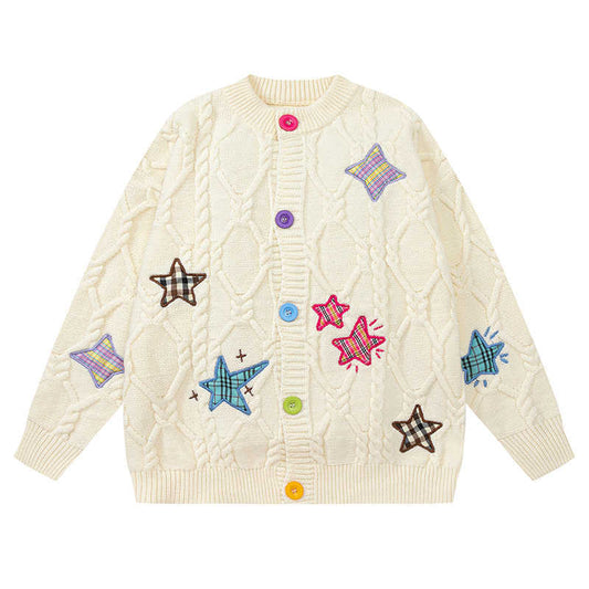 Y2K Embroidered Stars Sweater