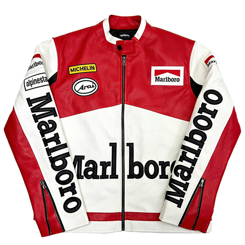 Racing-style leather moto jacket