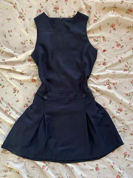 Retro Navy Sleeveless Dress