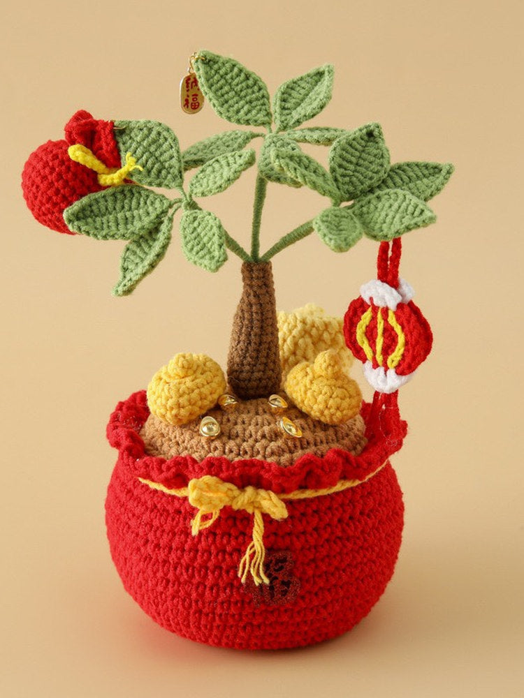 handmade wool crocheted simulated flowers