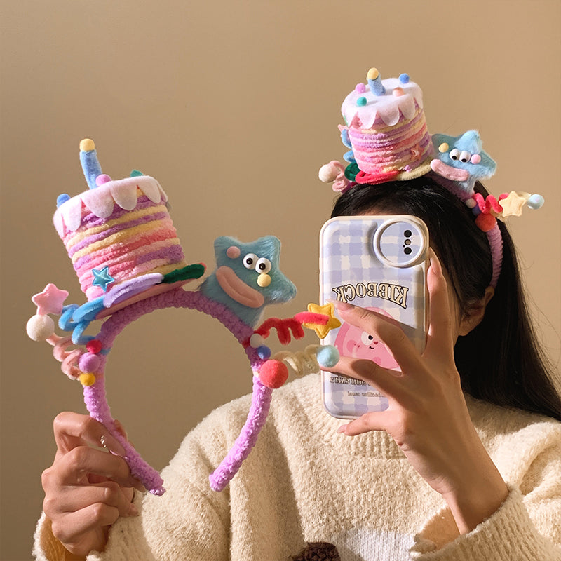 Cute Pink Birthday Cake Plush Headband