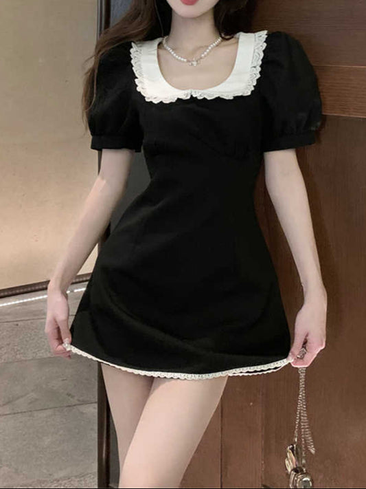 Dark Coquette Puff Sleeve Mini Dress