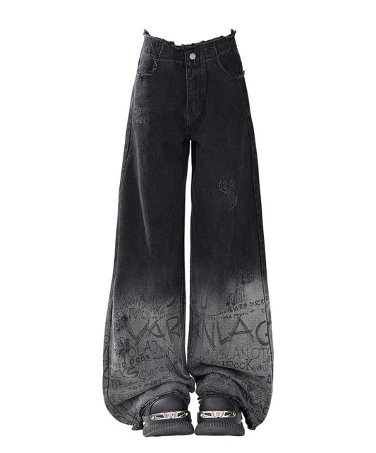 Y2K Gradient Graffiti Baggy Jeans