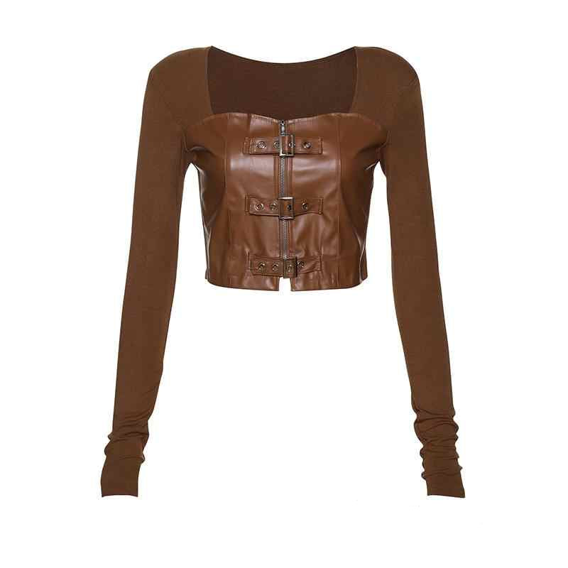 Fairy Grunge Leather Long-sleeved Top