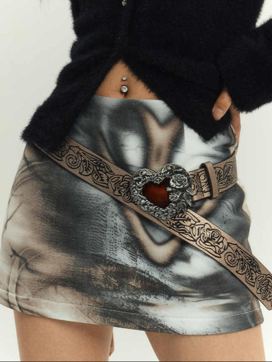 Grunge Silver Hip-hugging Short Skirt