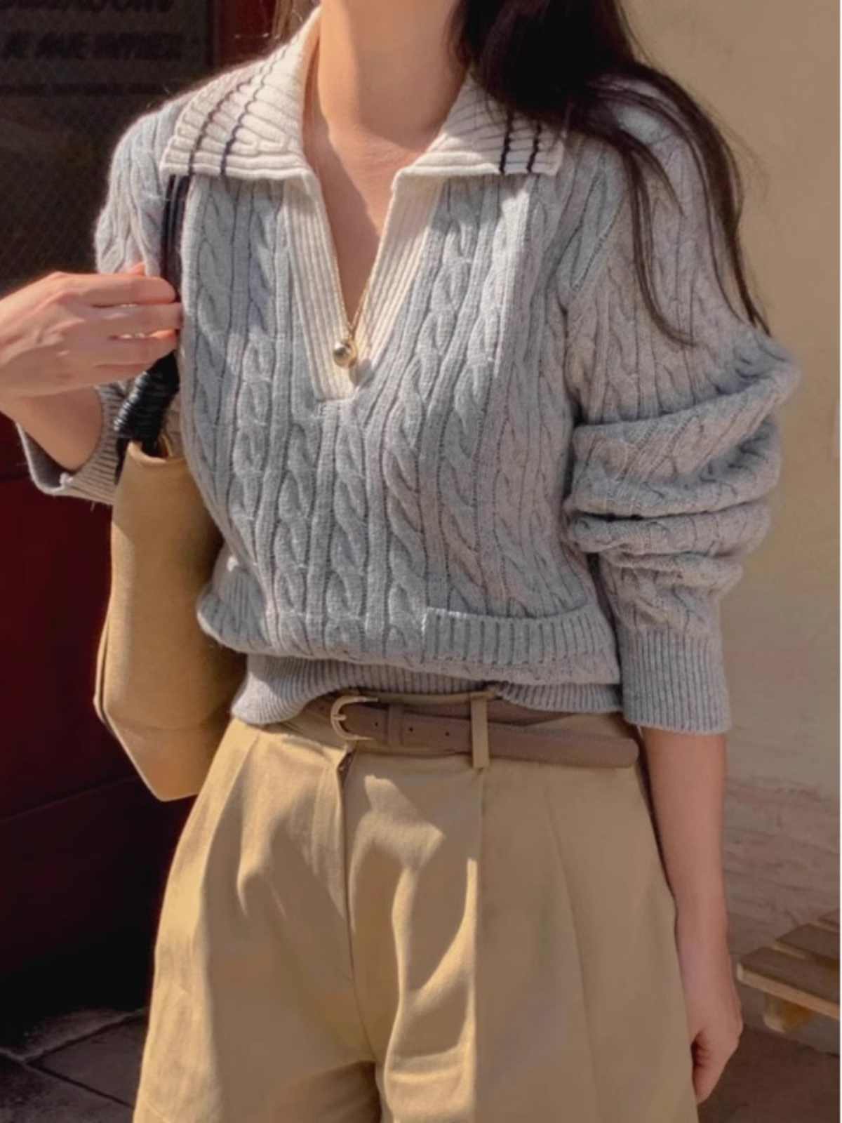 Preppy Aesthetic Twist Sweater