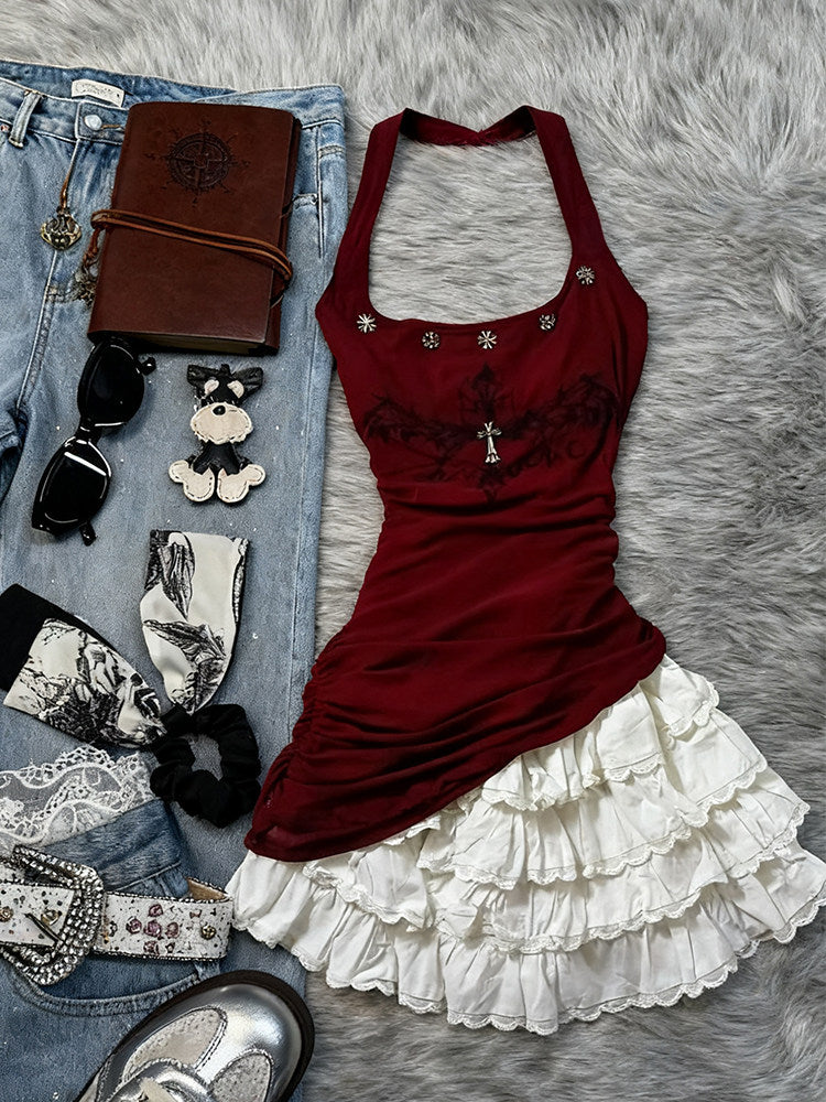 y2k retro ruffled coord