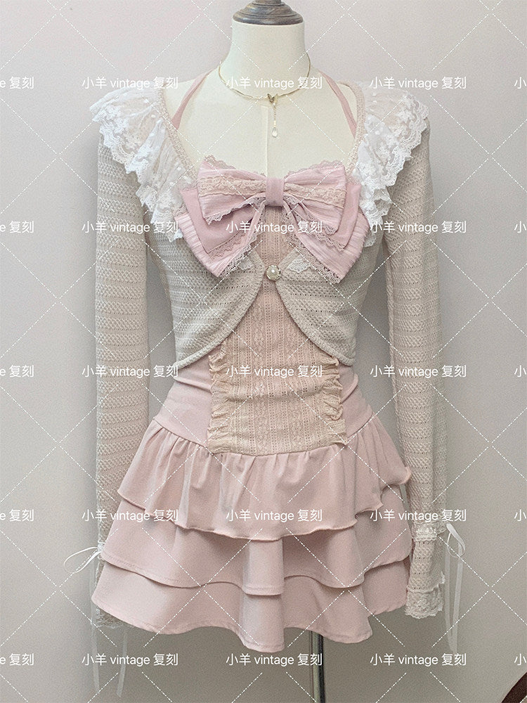 J-Fashion Nana-Inspired Bow Detail Top and Skirt Set