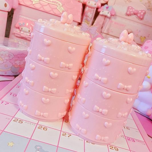 Pink love bow girl heart desktop jewelry storage box
