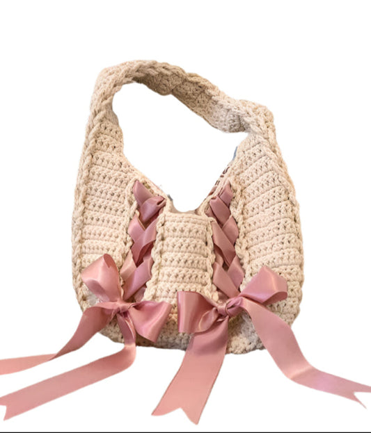 Coquette Ballet Bow Crochet Bag