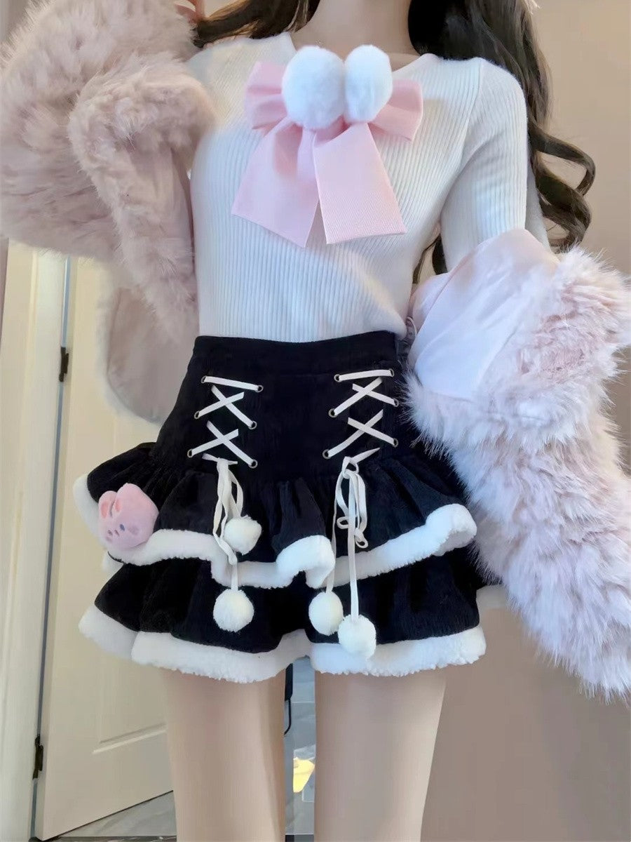 kawaii corduroy cake skirt