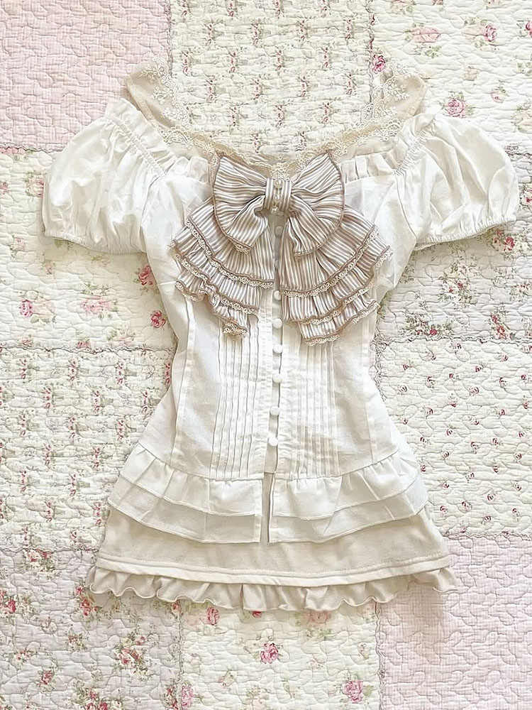 Retro White Bow Top