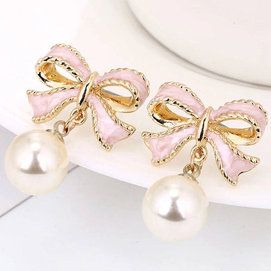 Cute Pink Bow Earrings